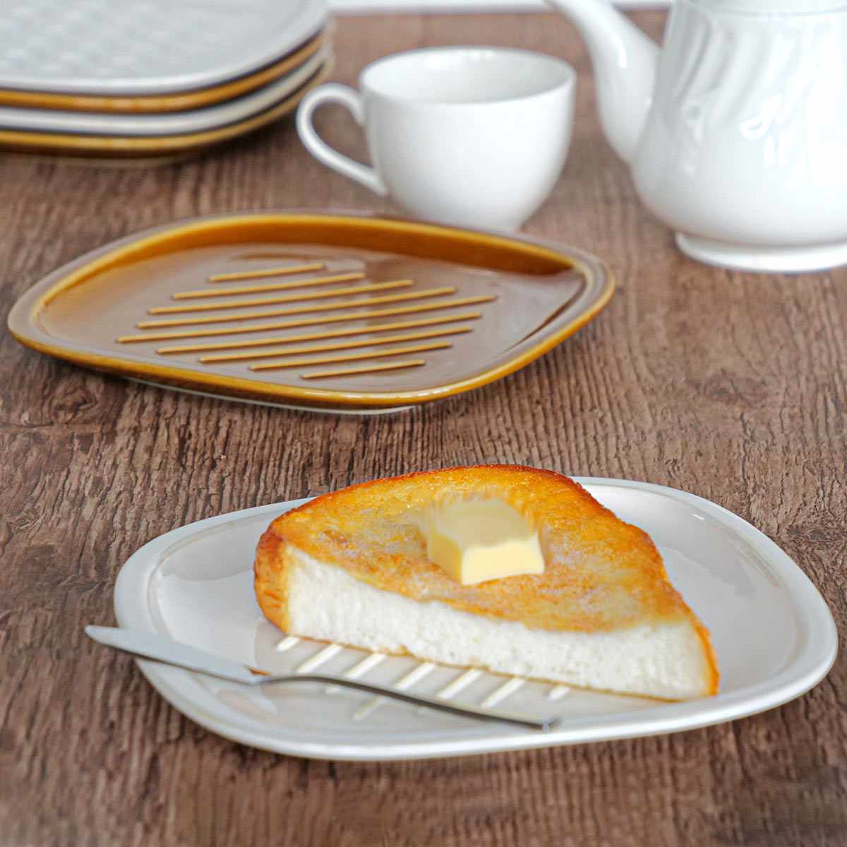 トースト 皿 20cm 三百十日商店 サクッとパン皿 ライン ( 食洗 トースト 皿 20cm 三百十日商店 サクッとパン皿 ライン ( 食洗