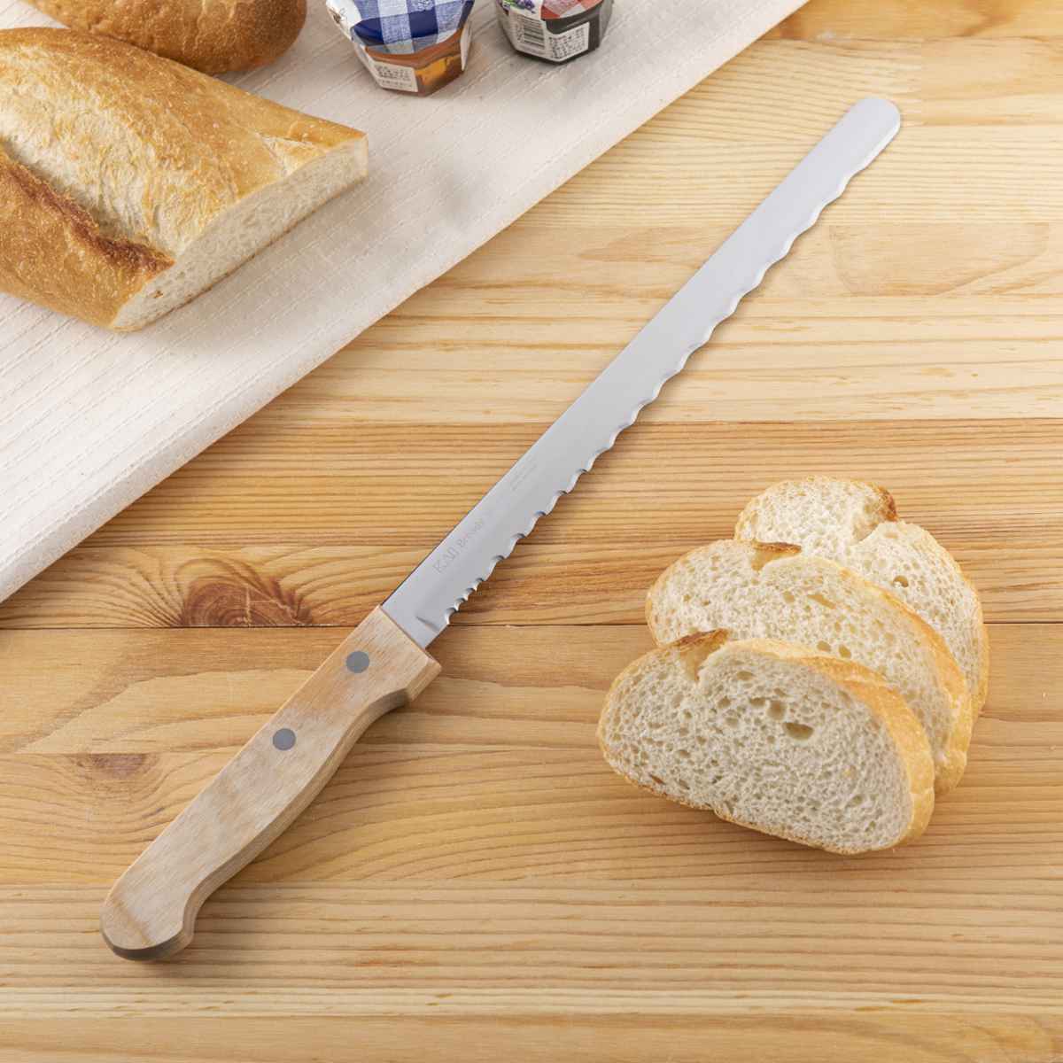 貝印 パン切り包丁 Bready WOOD 刃渡り21cm （ ブレッドナイフ パン