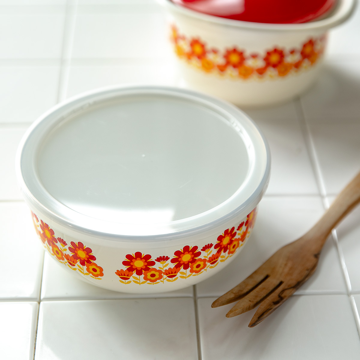 富士ホーロー 保存容器 1.2L メモリーズ 16cm 丸型容器 サンフラワー