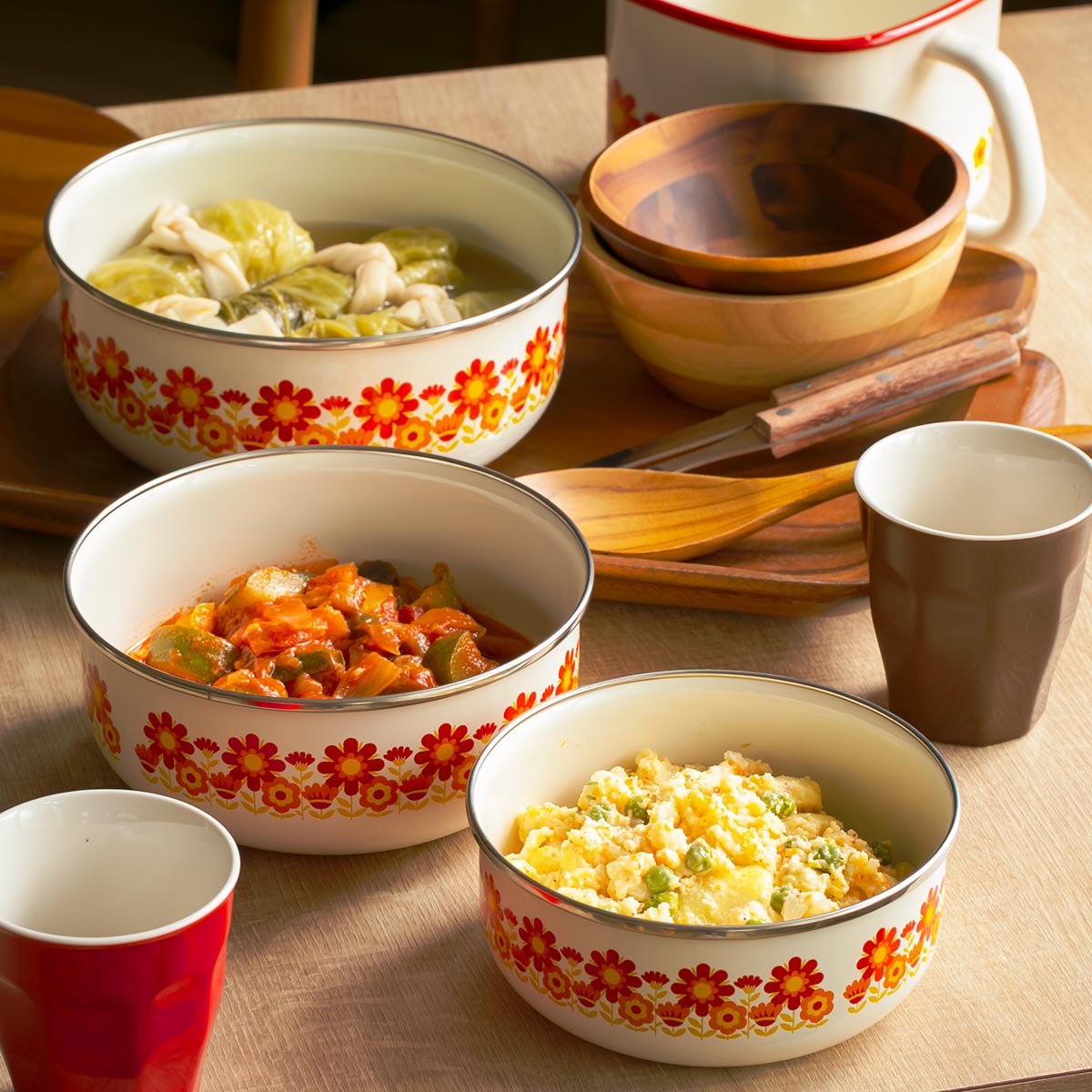 富士ホーロー 保存容器 1.2L メモリーズ 16cm 丸型容器 サンフラワー