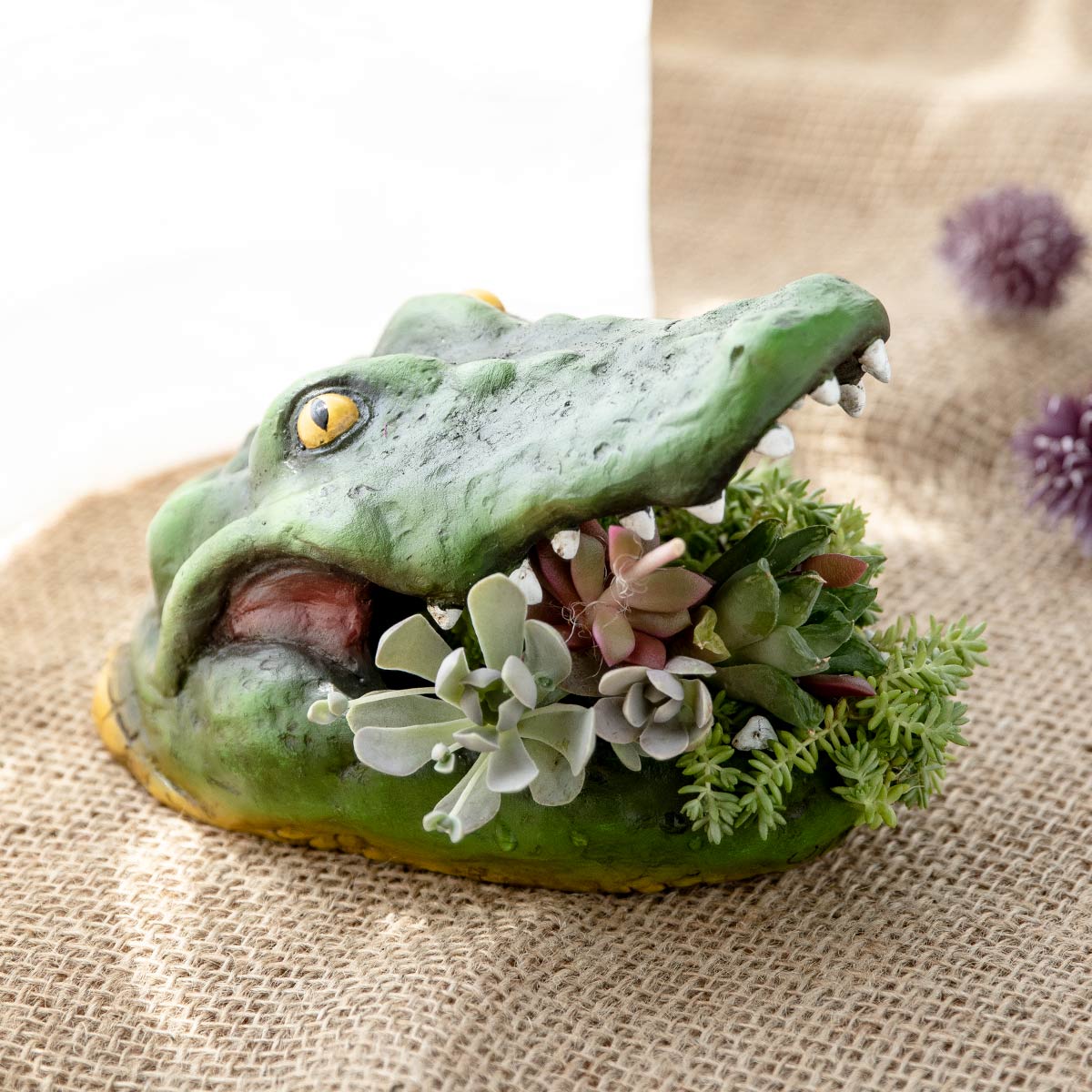 【本日限定出品】ワニ  ぬいぐるみ　廃盤　観葉植物　鉢植え プランター がぶりアニマル ワニ （ 植木鉢 プラントポット 植物用