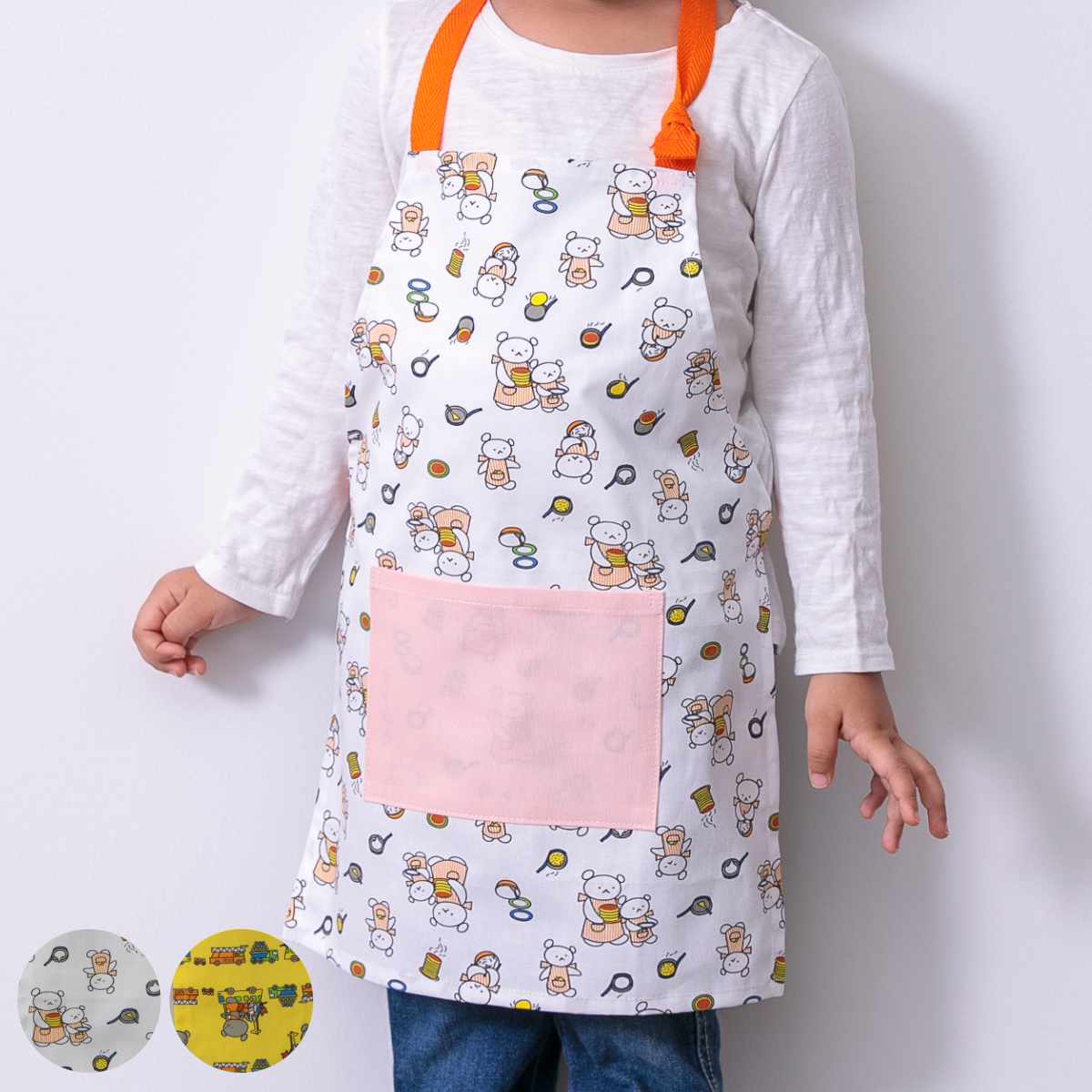 エプロン 三角巾付き 子供 こぐまちゃん しろくまちゃん ネームタグ