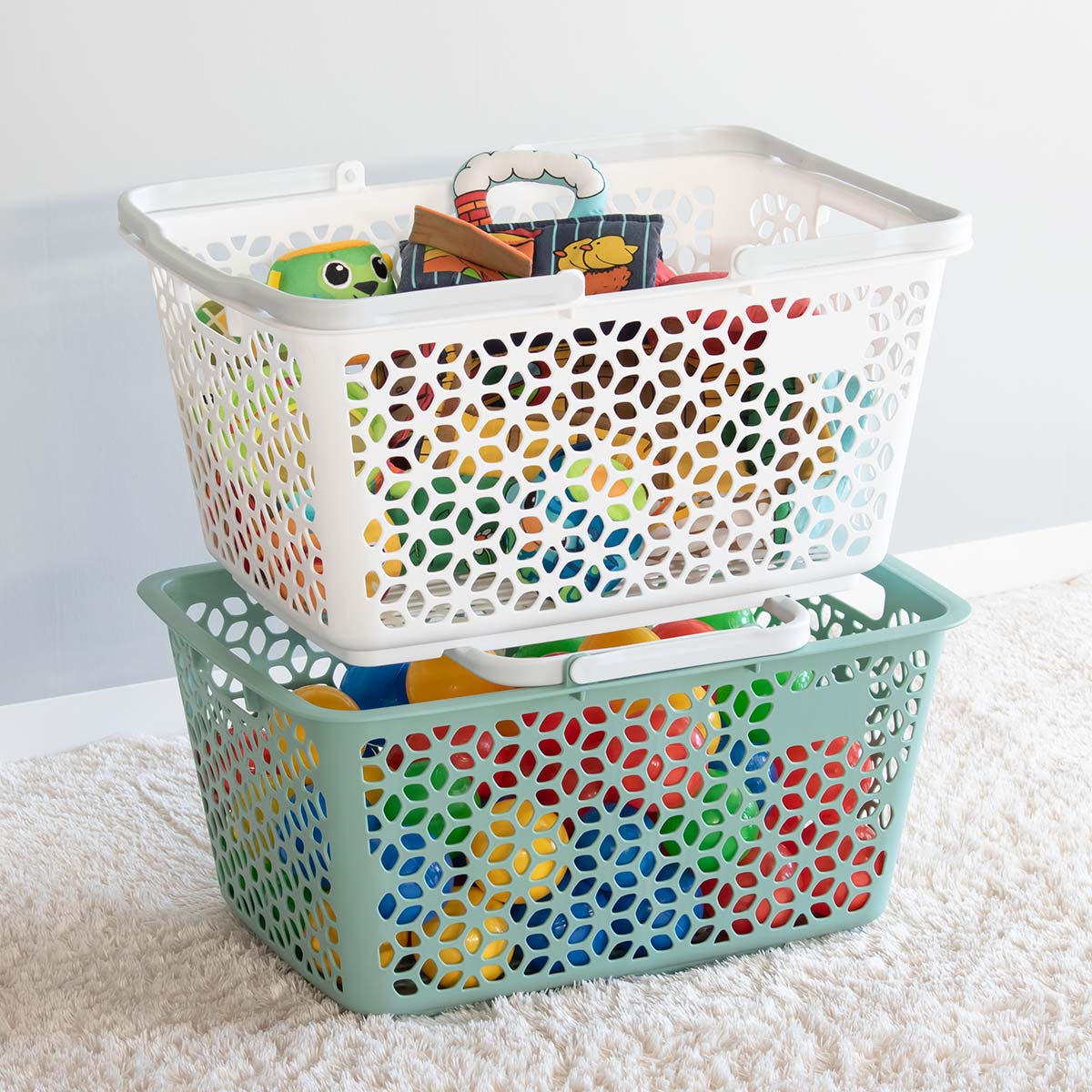 買い物かご ハンドル積み重ねバスケット レジかご （ バスケット