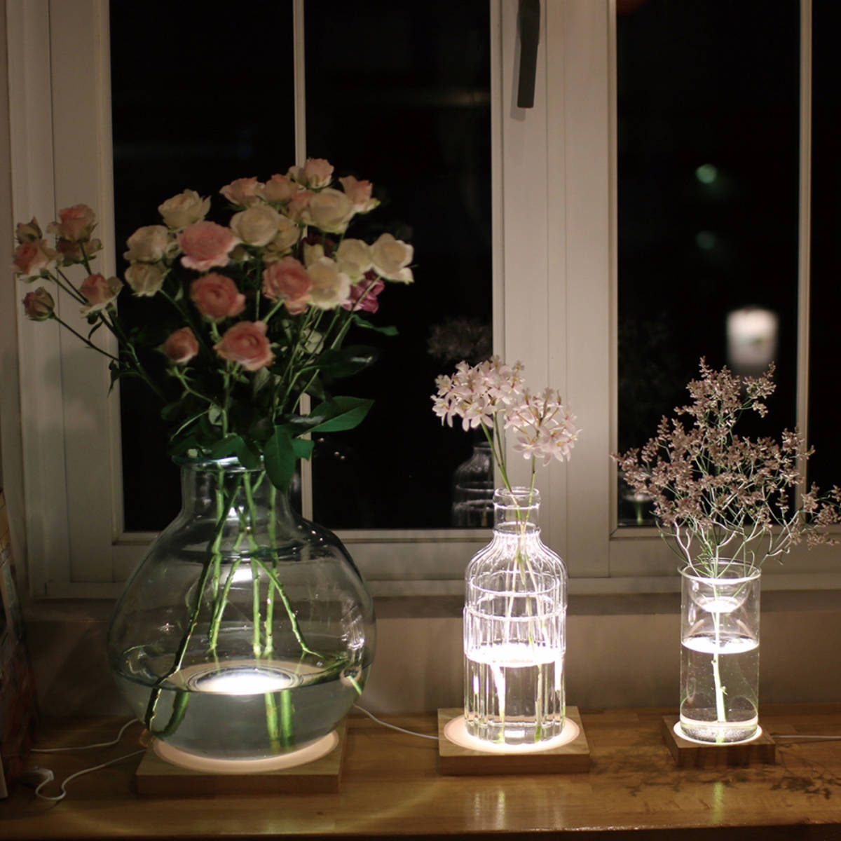 フラワーベース LEDディスプレイライト USBタイプ Mサイズ （ 照明