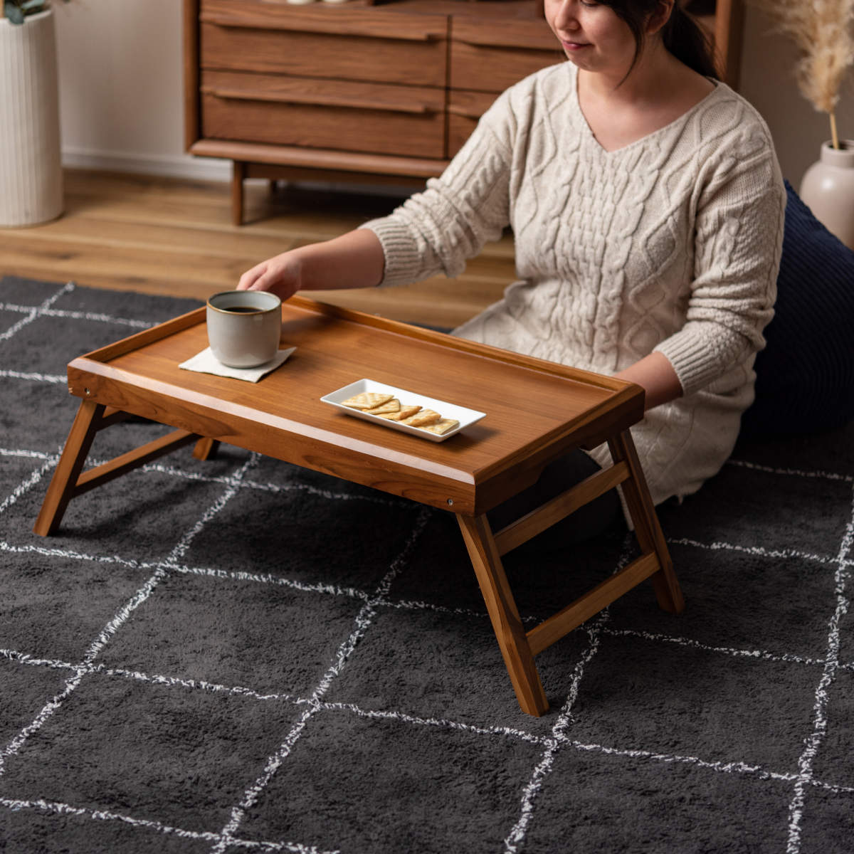 東谷 トレーテーブル 幅80cm 折りたたみ 木製 （ テーブル ロー