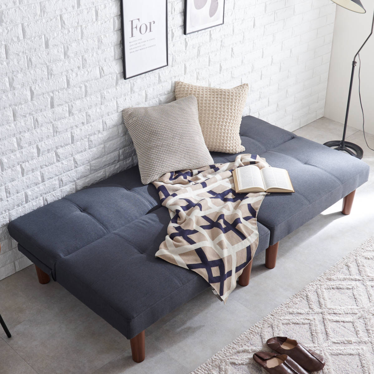 ソファーベッド　ソファ　レザーファブリック　ダークグレー　新品 ソファベッド 3人掛け アームレス 合成皮革 コンパクト : 家具通販