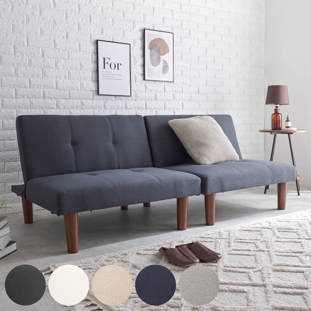 HAGiHARA（萩原） ソファベッド 幅176cm セパレート レザー調