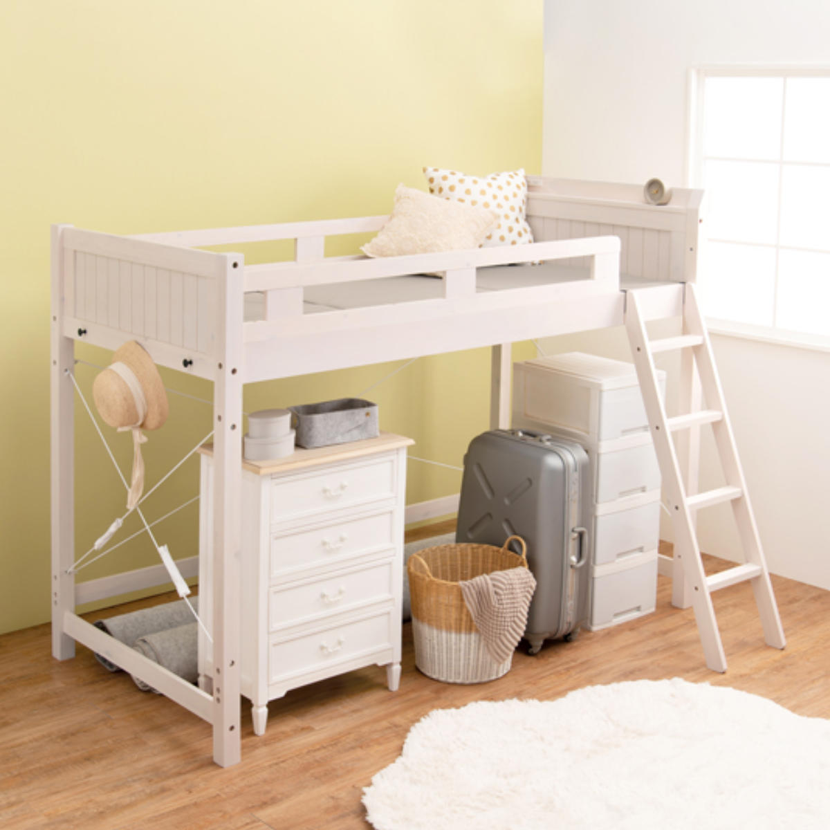 HAGiHARA（萩原） ロフトベッド ベッド下113cm 木製 2口コンセント