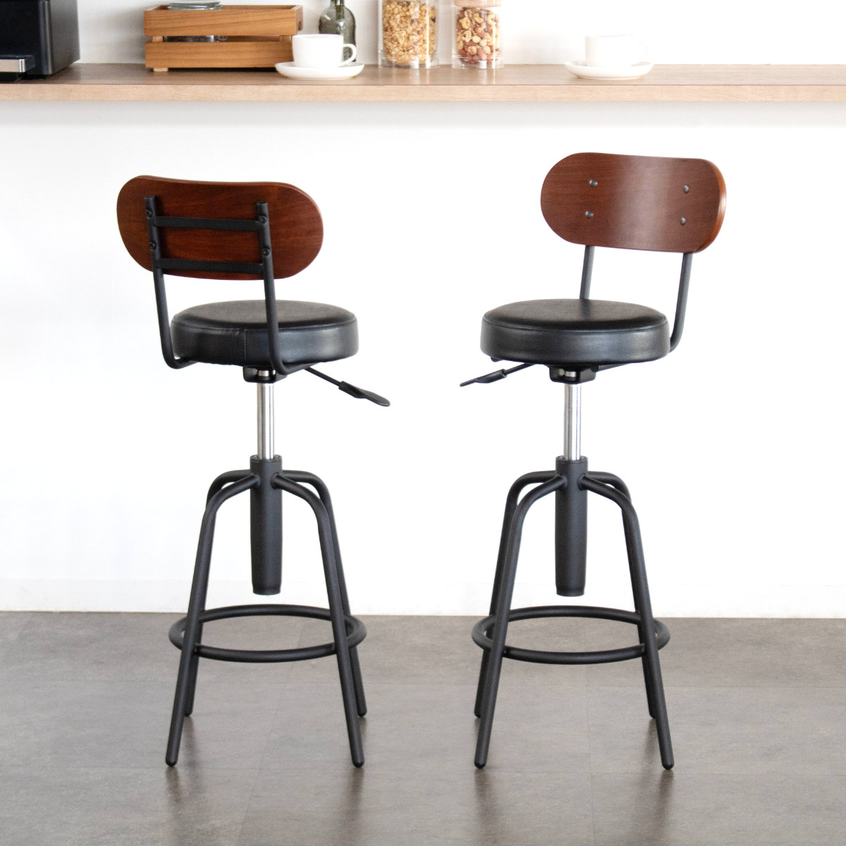 カウンターチェア 2脚セット 座面高61〜71cm 回転 タムチェア （ バー