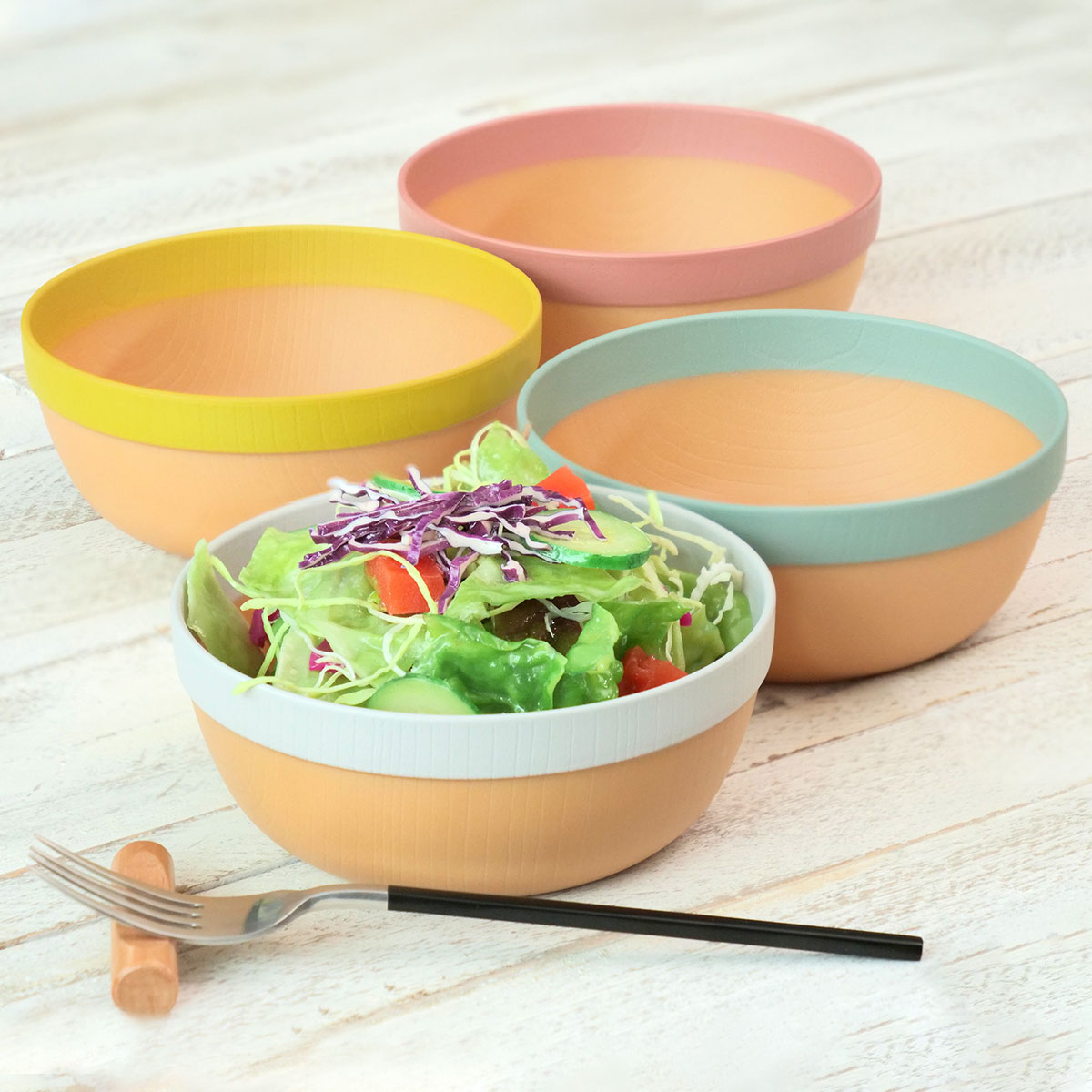 ボウル 13.5cm MUSUBI 山中塗 プラスチック ナチュラルブラウン （ 食