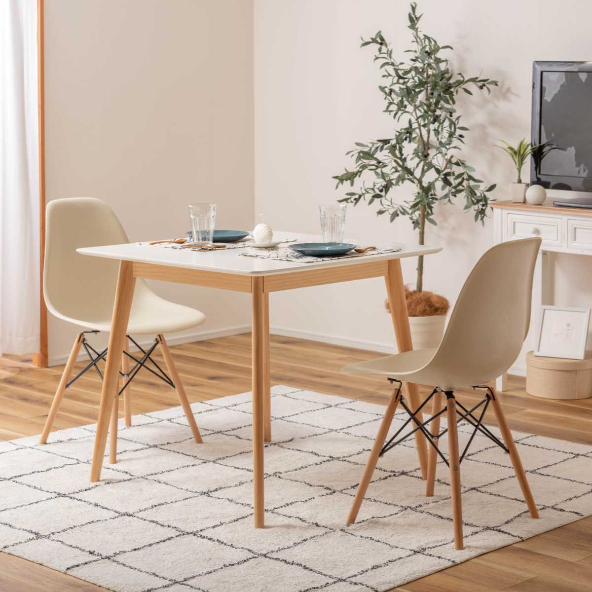 東谷 ダイニングテーブル 幅80cm 正方形 木目調 （ カフェテーブル