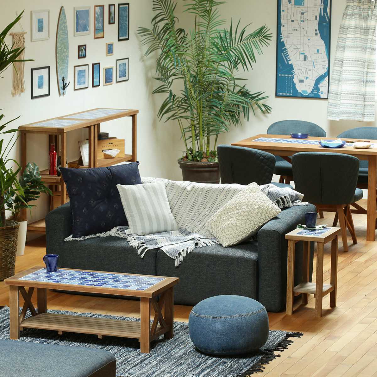 B.Bファニシング センターテーブル 幅90cm PUDDLE タイル 天然木