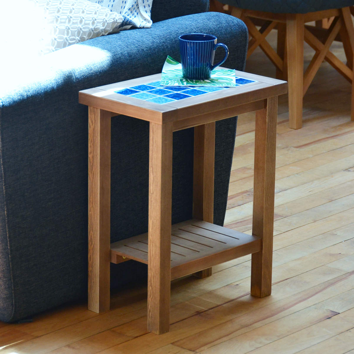 B.Bファニシング サイドテーブル 幅25cm PUDDLE タイル 天然木