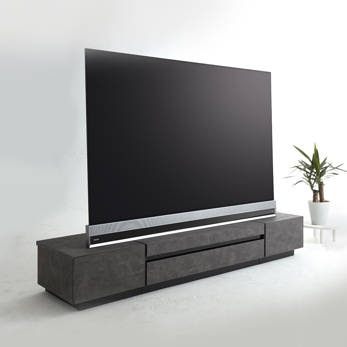 朝日木材加工 テレビ台 ローボード 石目調 モダンデザイン 86V型対応