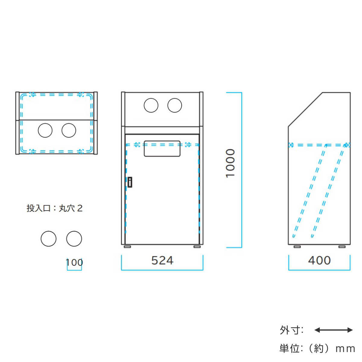 屋内用ゴミ箱 70L 丸穴蓋 業務用ダストボックス Bunbetuダストハウス#70 （ 法人限定 屋内用 ゴミ箱 70リットル 分別ゴミ箱 分別 ダストボックス 業務用 ）_5
