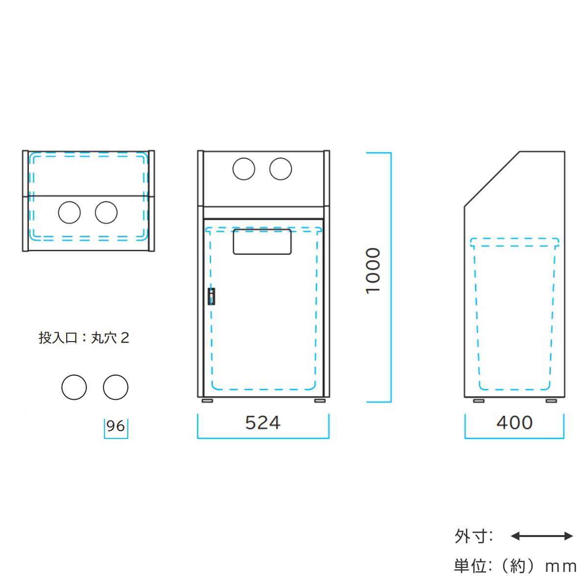屋外用ゴミ箱 75L 丸穴蓋 業務用ダストボッ...の詳細画像2