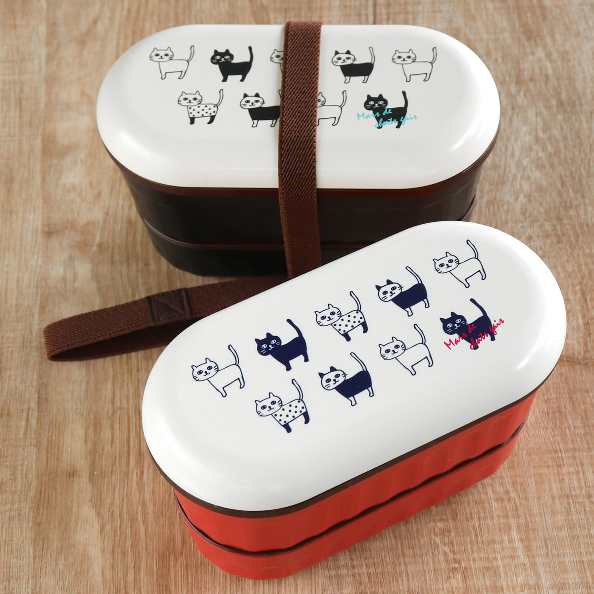 ナカノ 弁当箱 Potter 2段ランチボックス 640ml ネコ （ お弁当箱