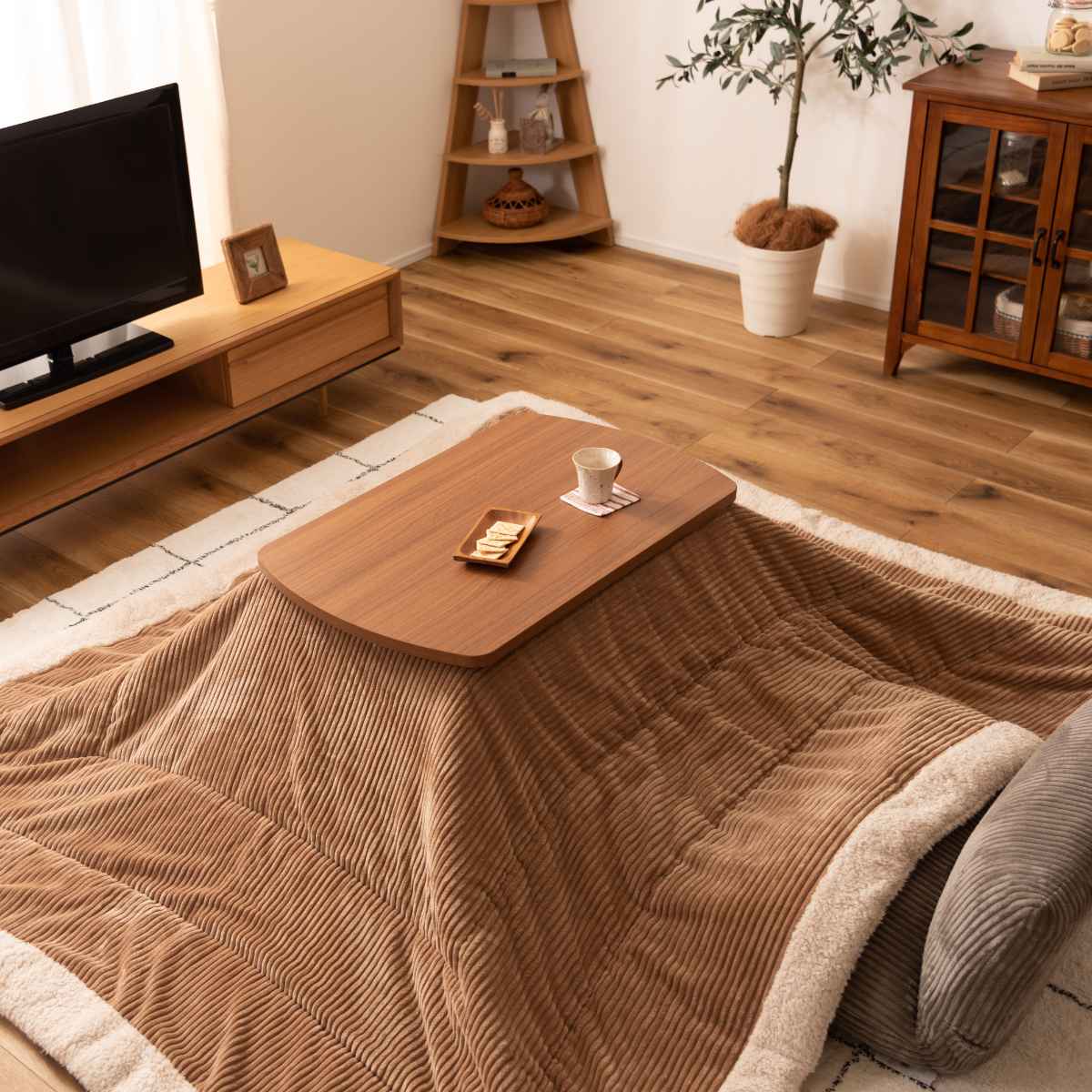 HAGiHARA（萩原） デスクこたつ 2WAY 高さ調節 幅80cm 木製 （ ハイ