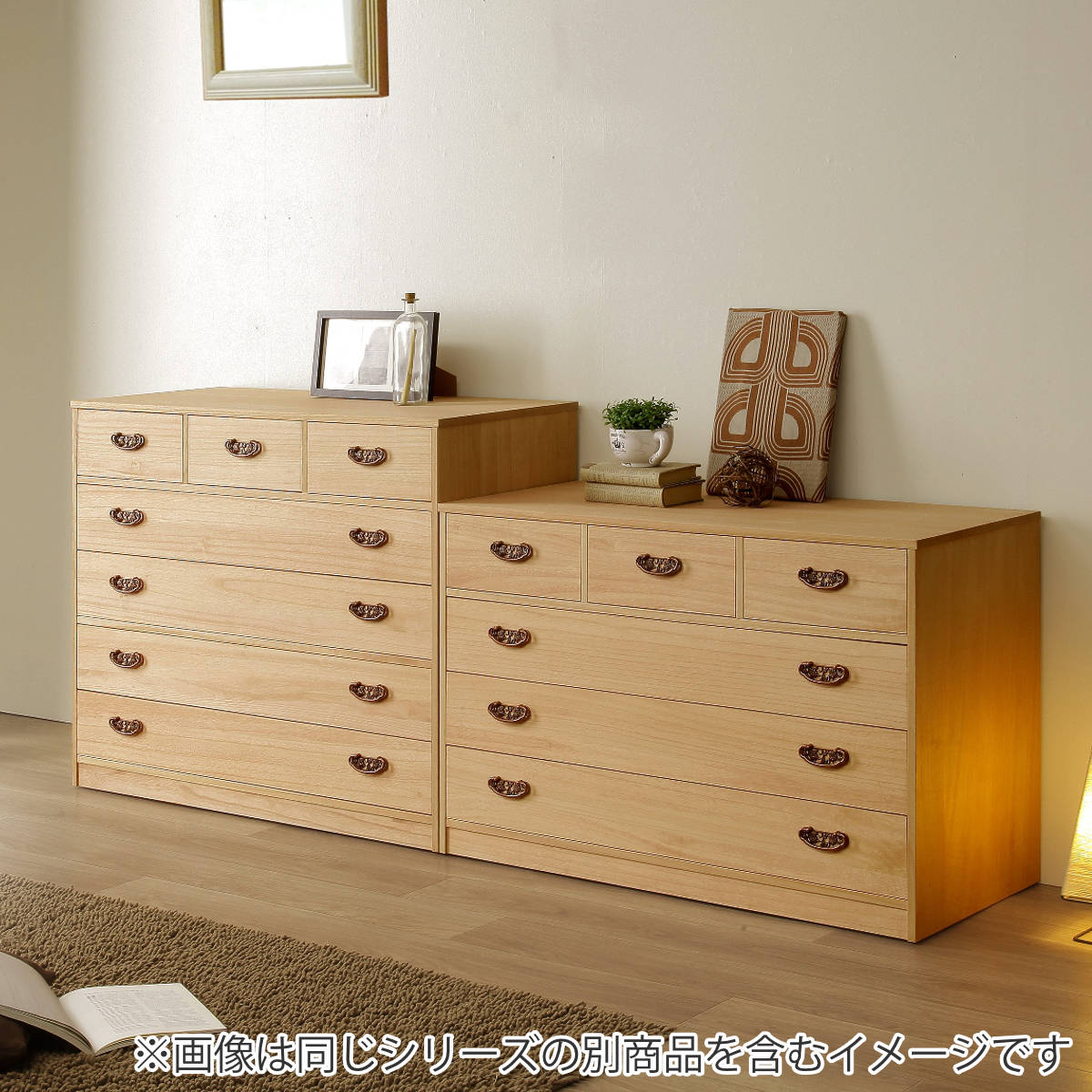 マーゼルン 総桐 隠しキャスター付 チェスト 4段 柿渋染め 日本製 幅