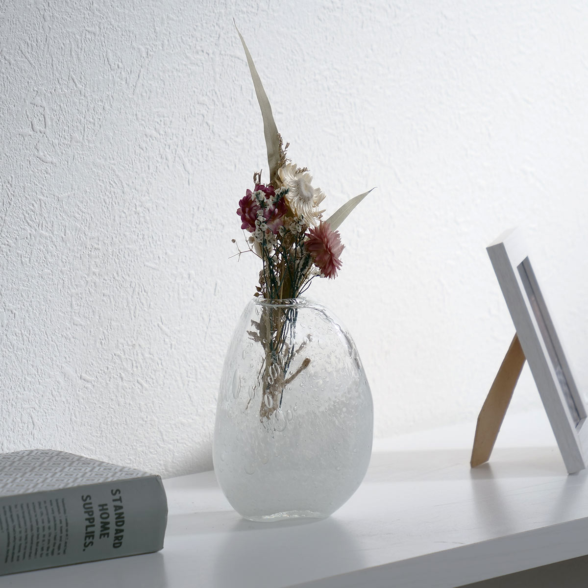 花瓶 DGマコベース 幅10×奥行6.5×高さ13.5cm クリアホワイト ガラス