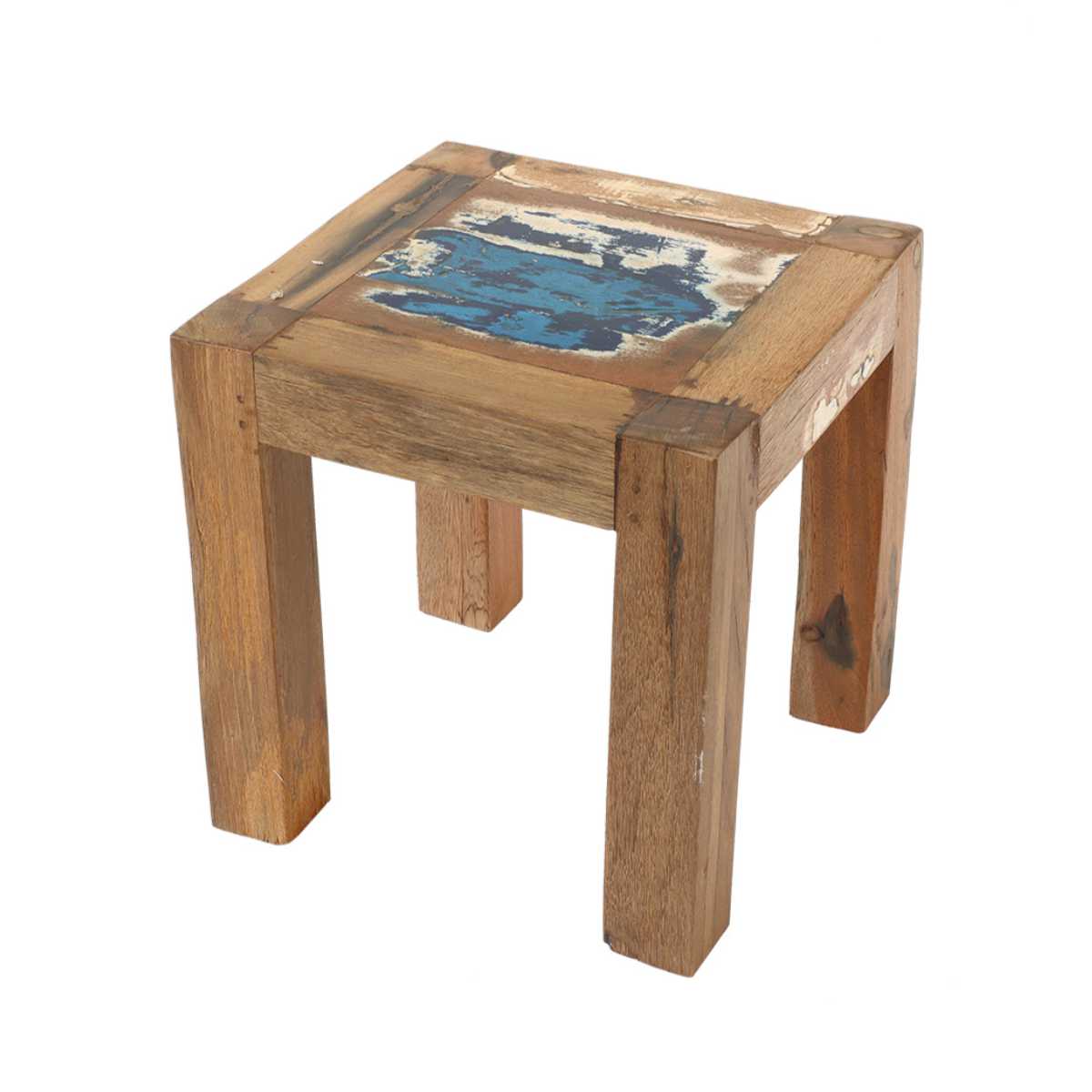 スクエアスツール ボート古材 高さ30cm 木製 （ スツール イス 椅子
