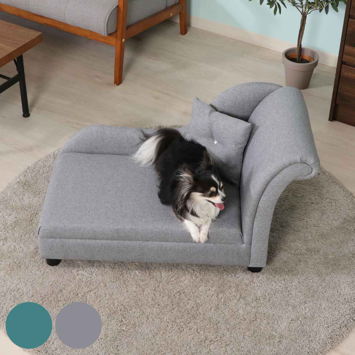 ペットソファ 幅83cm 片肘 クッション付き （ 犬 猫 ペット家具 ペット用 ベッド ソファー ）