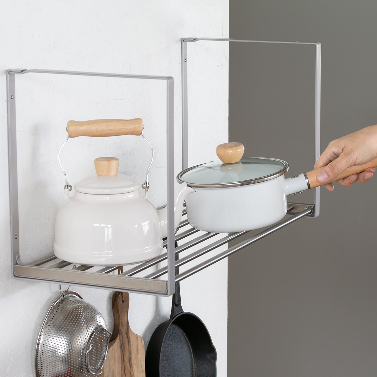 吊戸棚収納 パイプ棚A 1段 幅60cm 水切棚シリーズ ネジ止めタイプ