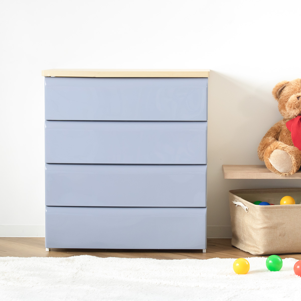 平和工業 チェスト 4段 幅74×奥行40×高さ80.7cm 木目調天板 （ 収納