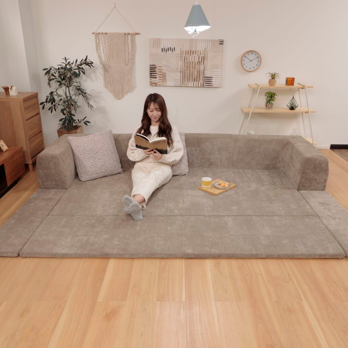 セルタン ローソファ 洗えるラグ付き 幅250cm コーデュロイ （ 2WAY