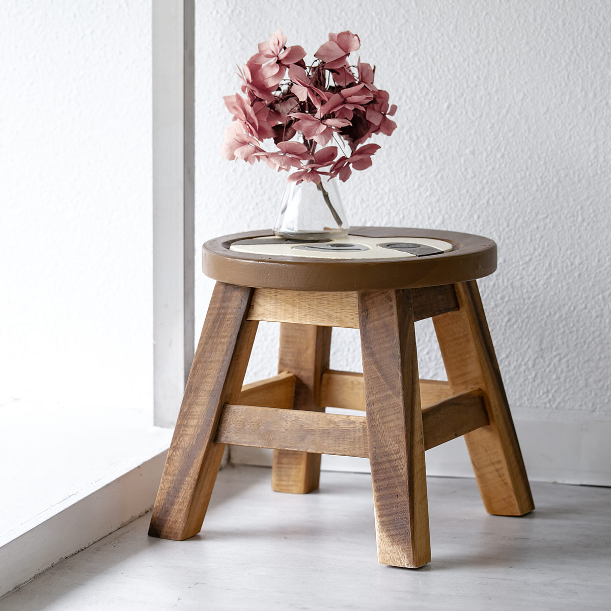 スツール ナマケモノ 木製 天然木 丸椅子 （ 丸 ウッドスツール 子ども