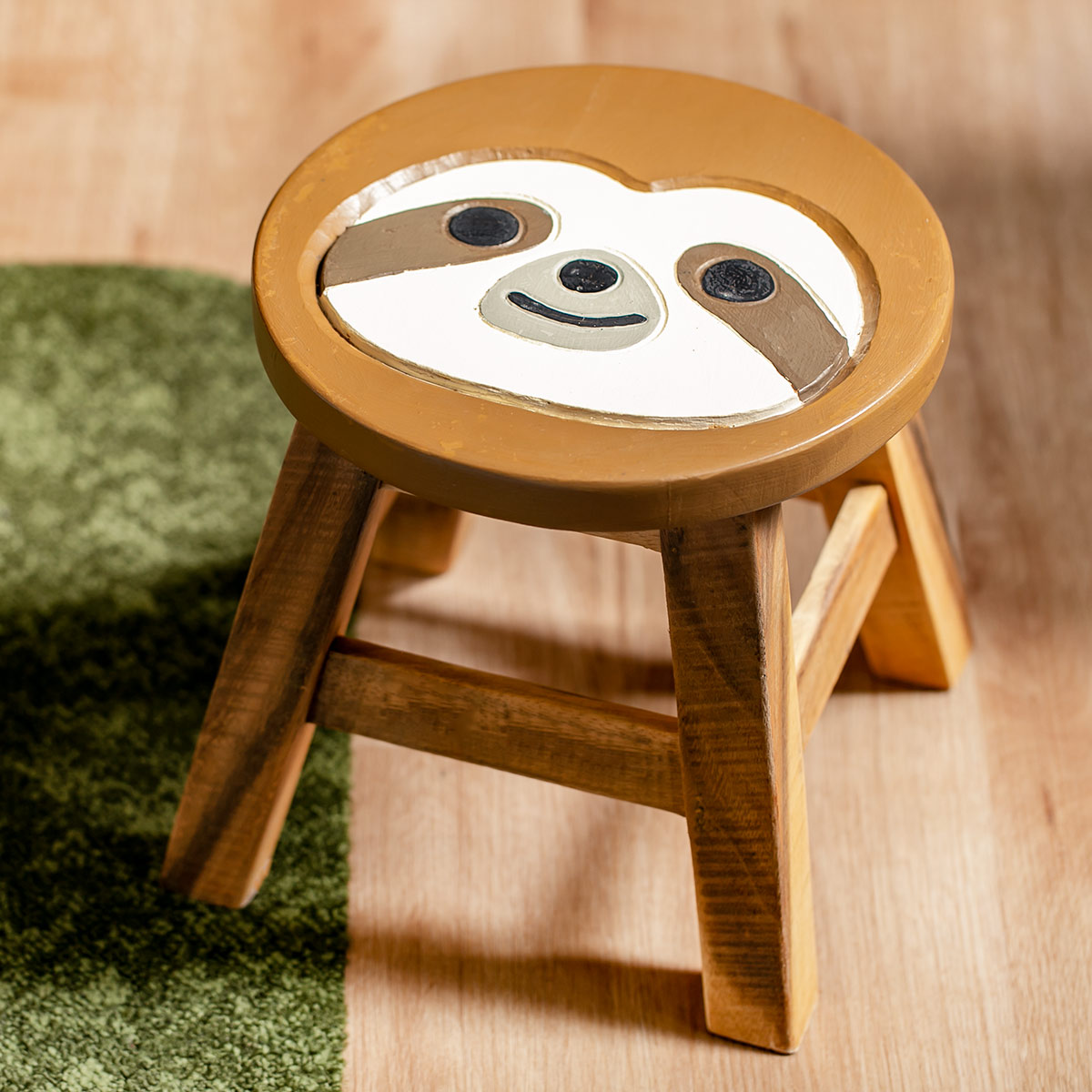 スツール ナマケモノ 木製 天然木 丸椅子 （ 丸 ウッドスツール 子ども