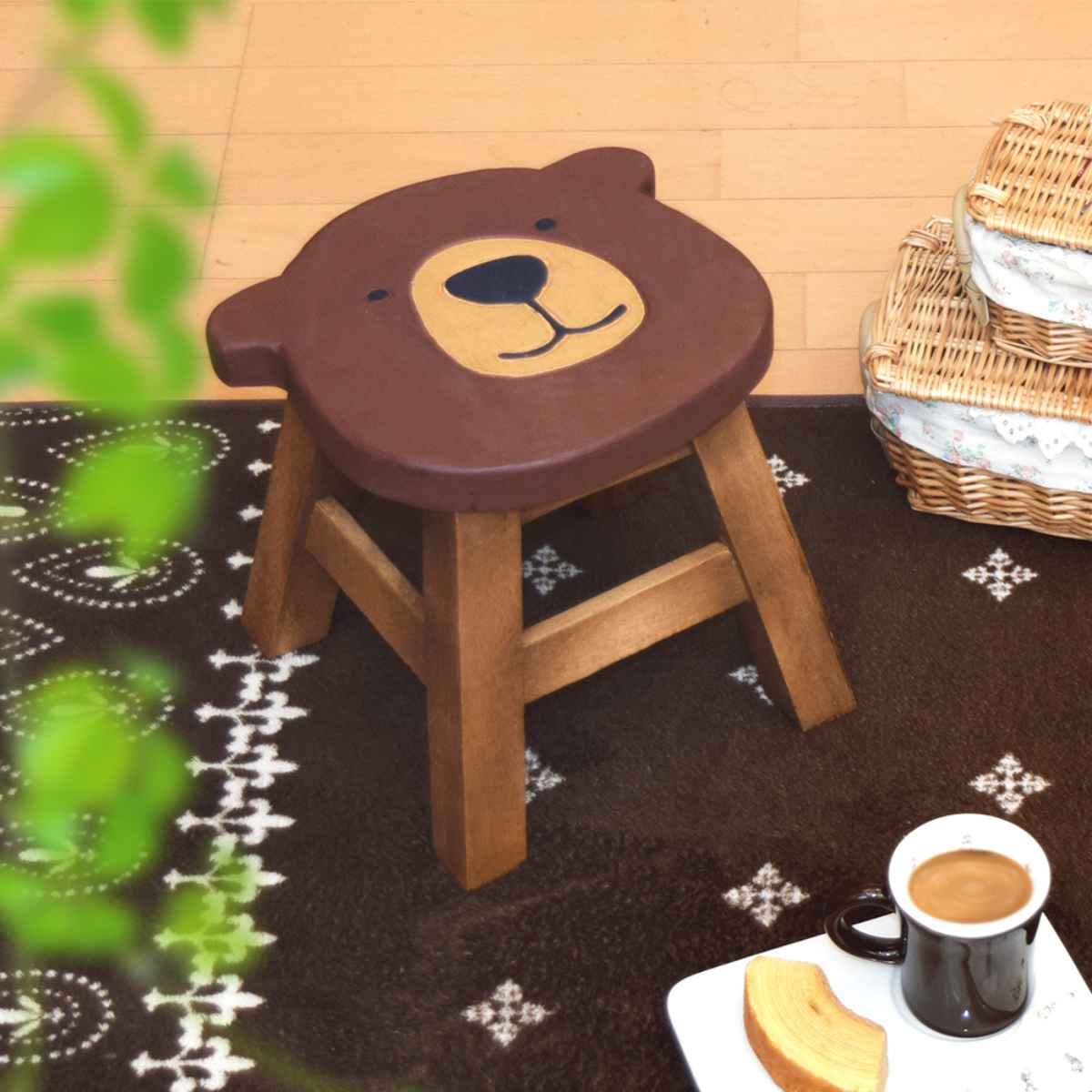 スツール クマ 木製 天然木 丸椅子 （ 丸 ウッドスツール 子ども 椅子