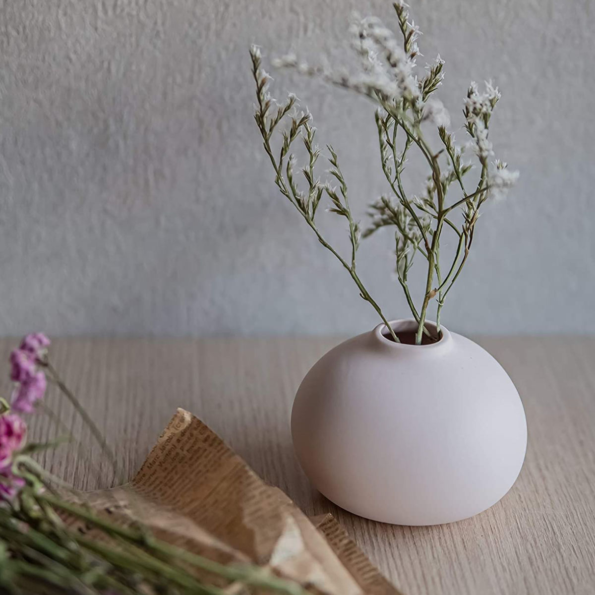 花瓶 AYAフラワーベース ラウンド 陶器 （ 花びん 花器 ベース 無地