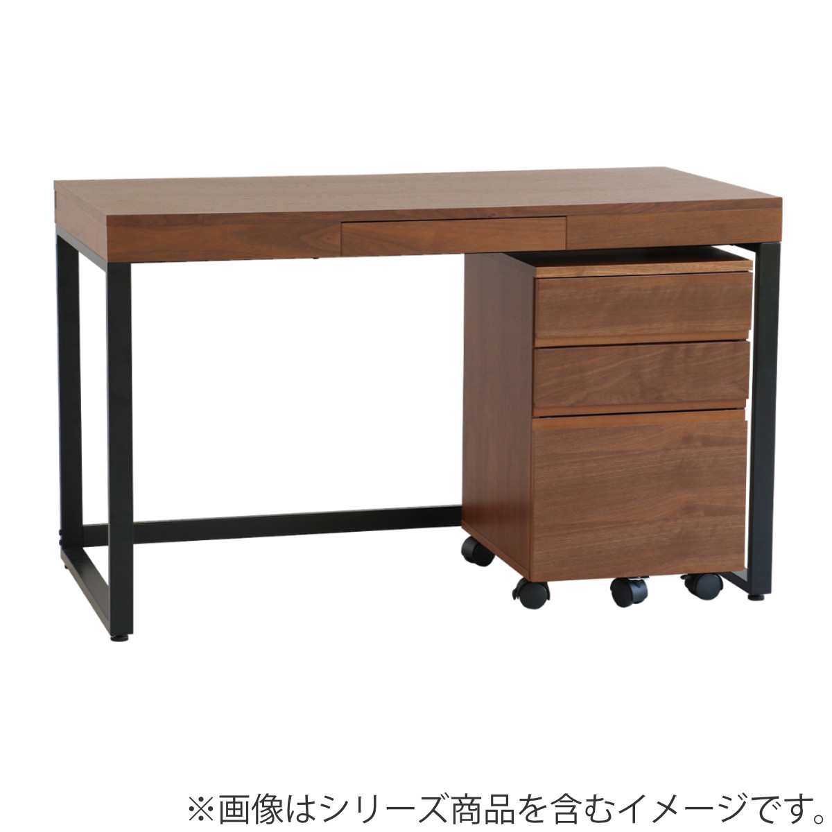 デスクワゴン ウォールナット 幅40cm 木製 3段 （ ワゴン サイドワゴン