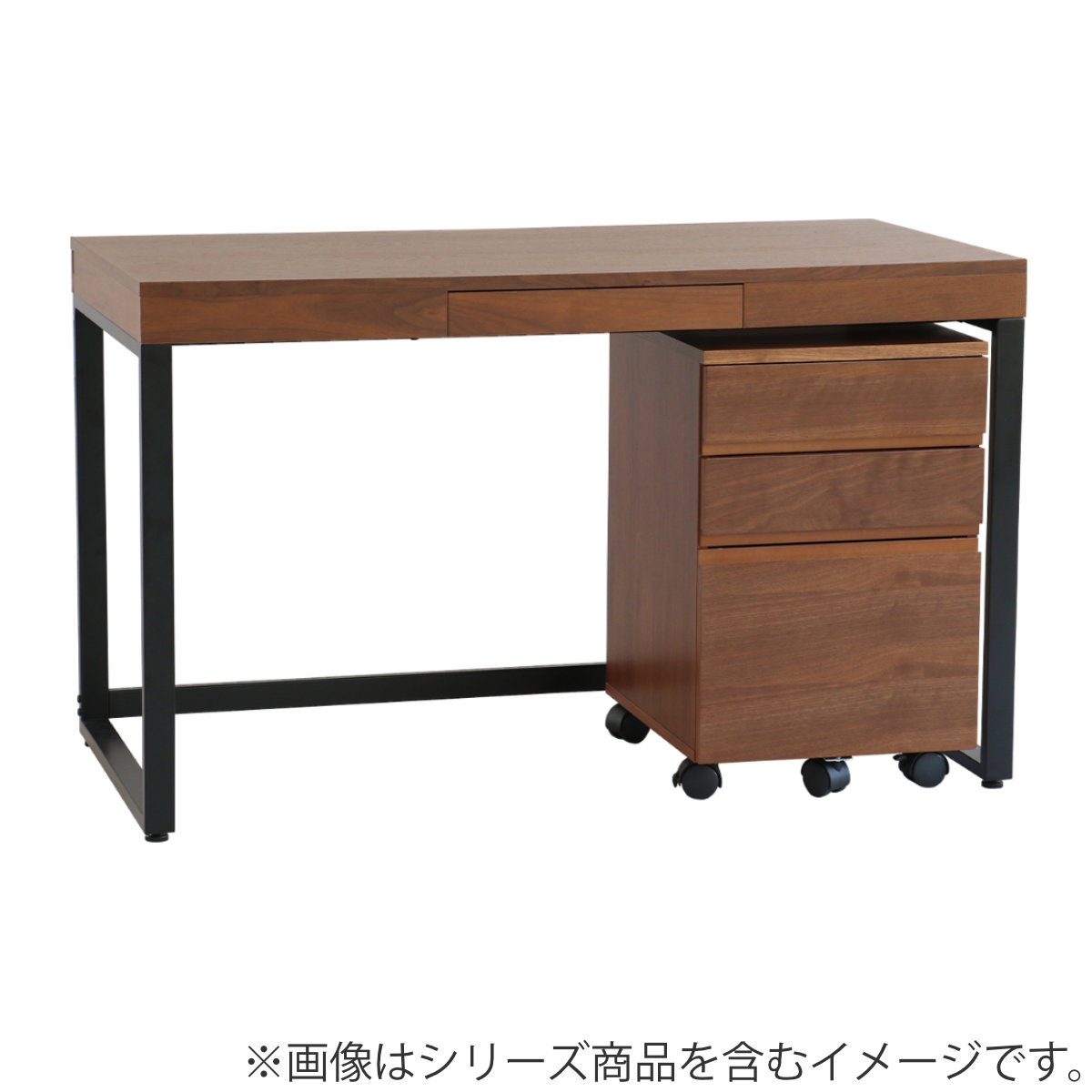 デスク ウォールナット 幅120cm 引き出し （ リビングデスク パソコン