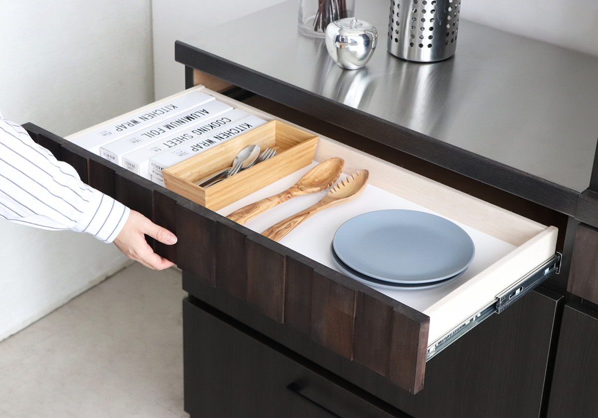 キッチンカウンター 引出しタイプ ステンレストップ RESE 幅80cm （ キッチン収納 収納 カウンター 棚 引出し 無垢 ）_4