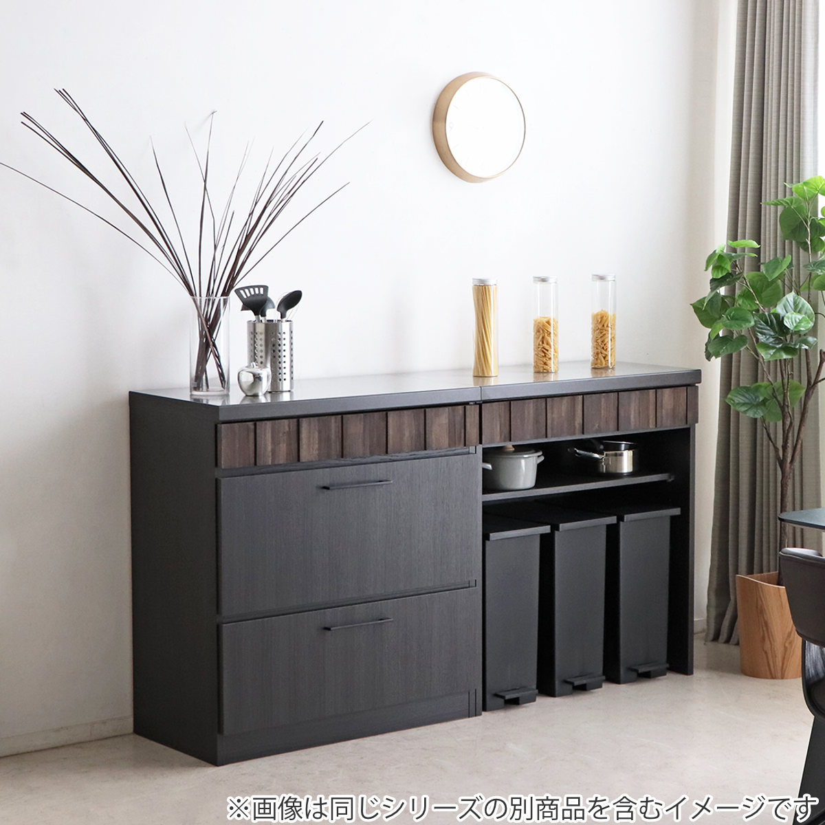 キッチンカウンター 引出しタイプ ステンレストップ RESE 幅80cm （ キッチン収納 収納 カウンター 棚 引出し 無垢 ）_8