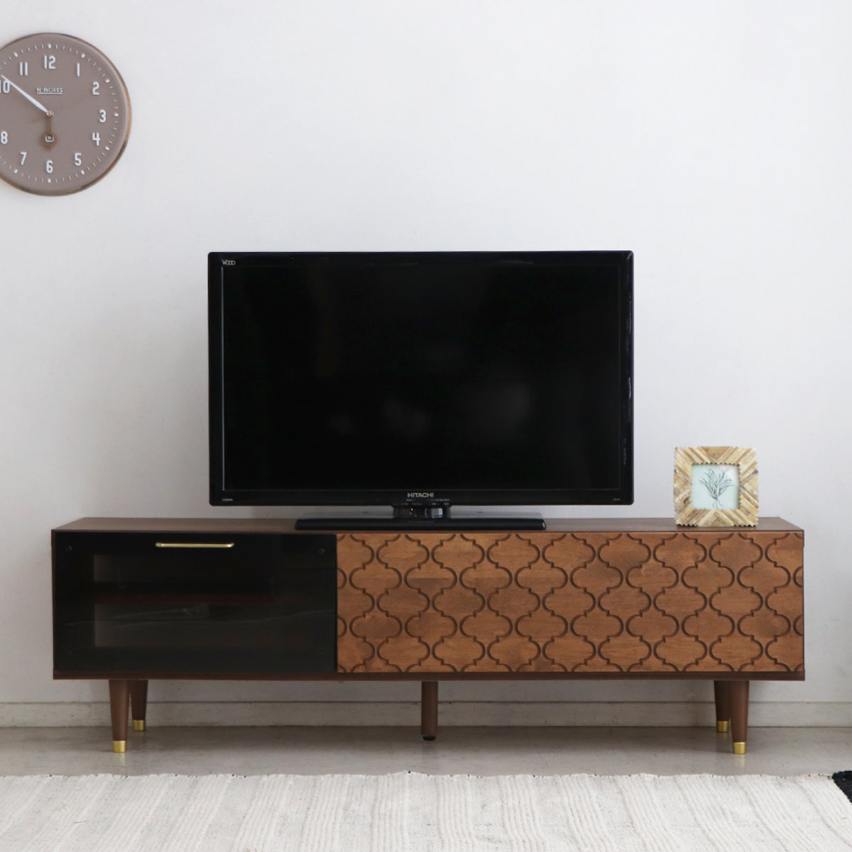東馬（Tohma） テレビ台 ローボード アルダー材 モロッカン柄 日本製
