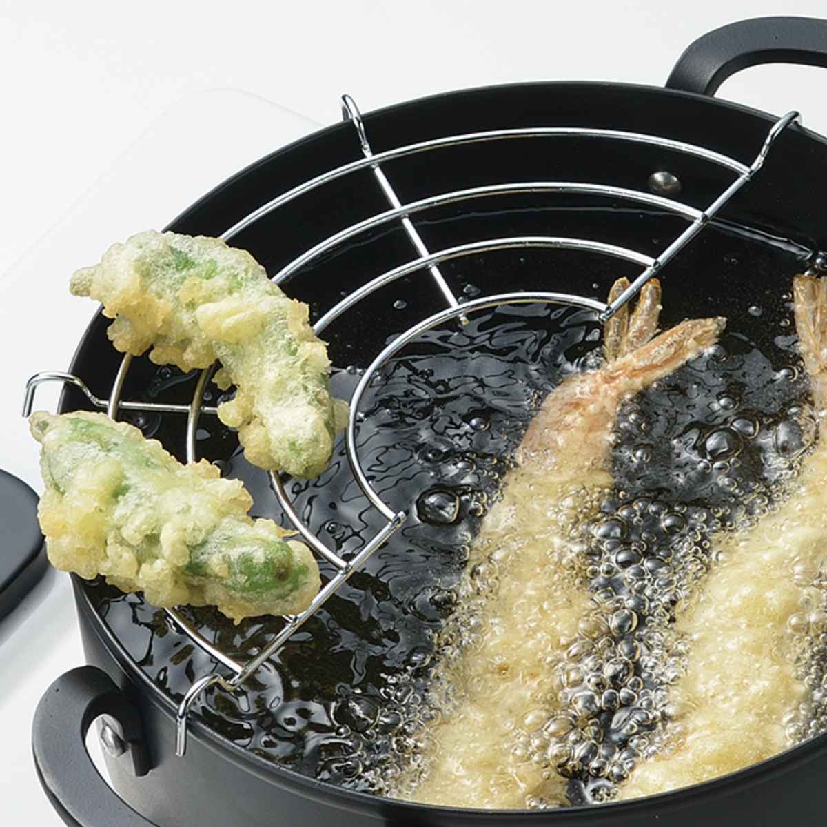 天ぷら鍋 18cm IH対応 鉄製 チーノ 網...の詳細画像3