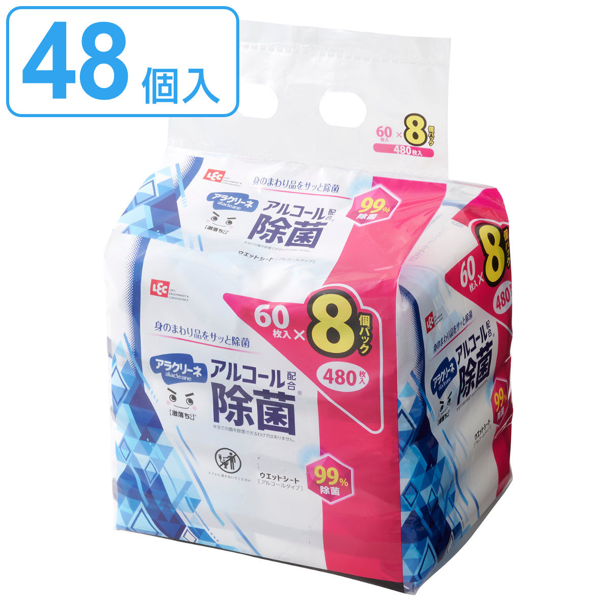 ウェットシート 激落ちくん アルコール 除菌シート 60枚入 48個セット ( ウェット シート 除菌 拭き取り 掃除 おてふき 日本製 まとめ買い 大容量 )