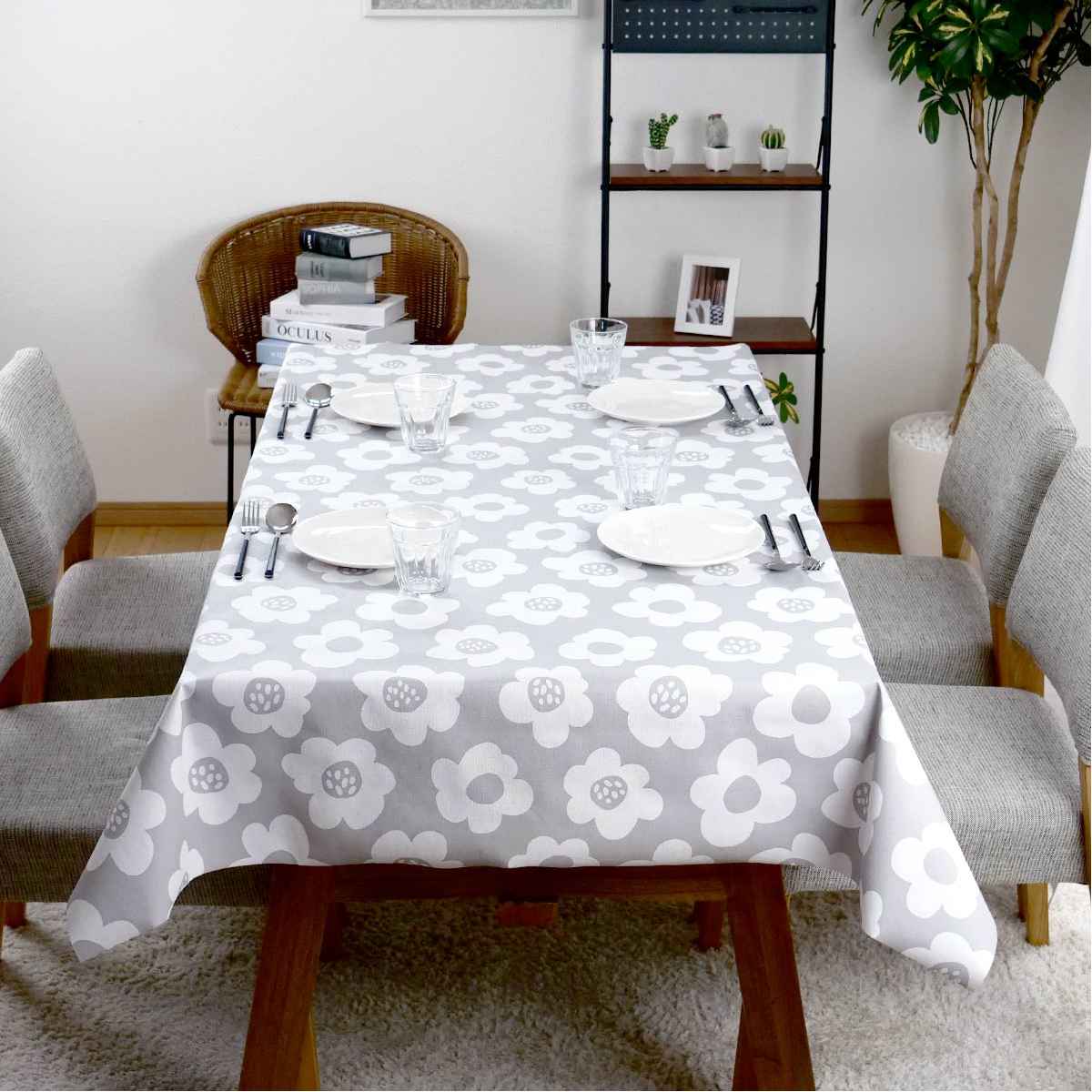 テーブルクロス 花柄 120cm×150cm 抗ウイルス 抗菌 撥水加工 （ 撥水