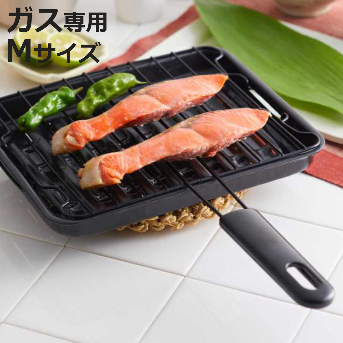 竹原製缶 魚焼き網 ガス火専用 セラグリル ホーロー加工 M （ 直火 魚
