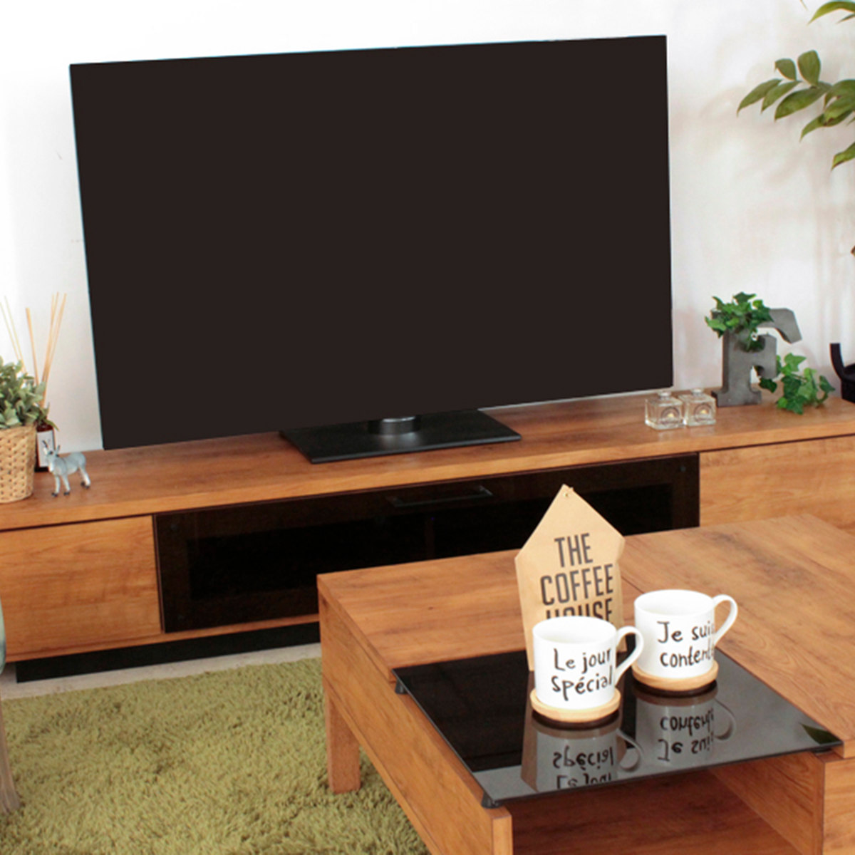 東馬（Tohma） テレビ台 ローボード シンプルモダン ダークガラス扉 幅
