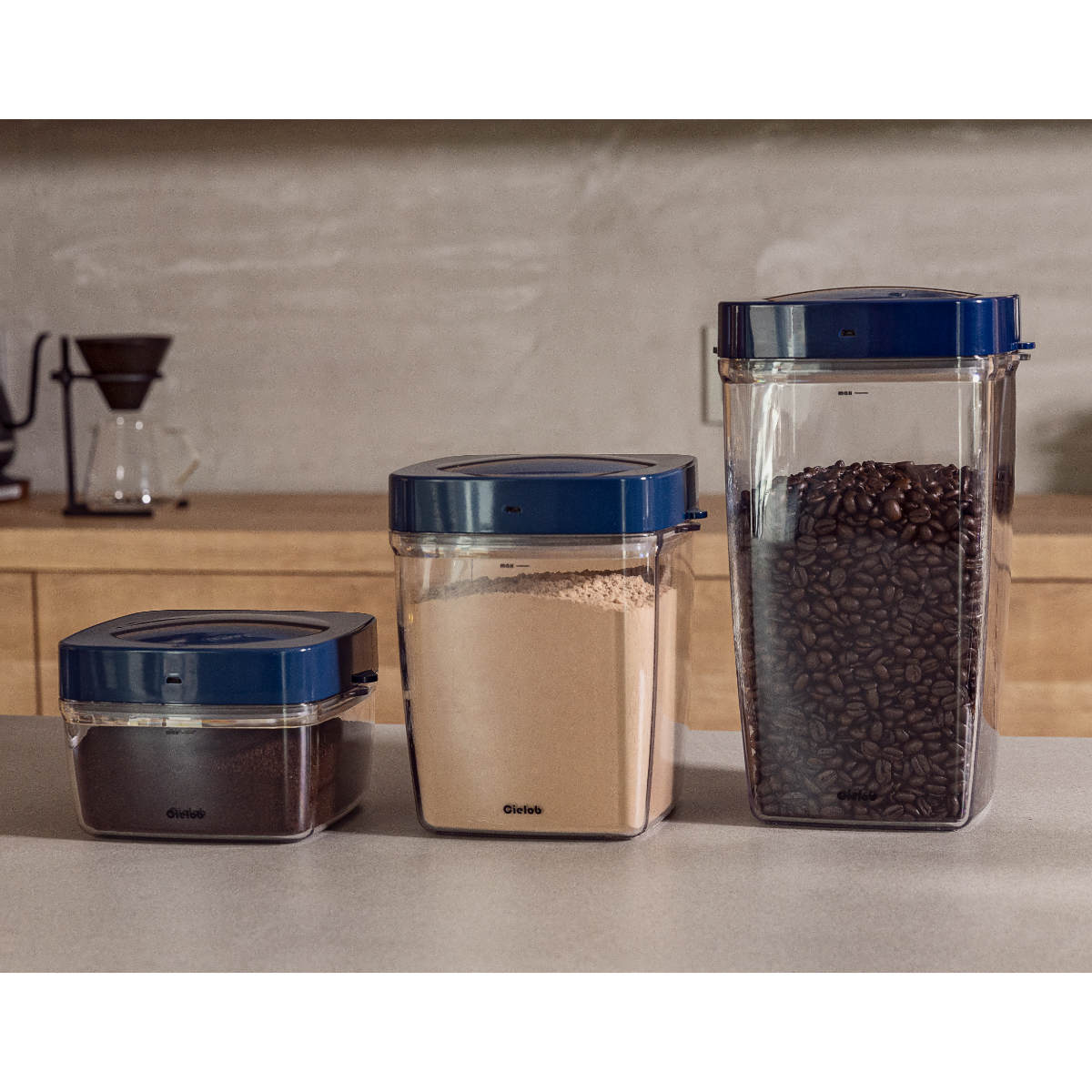 保存容器 4L Cielob 自動真空キャニスター スクエア （ セーロブ