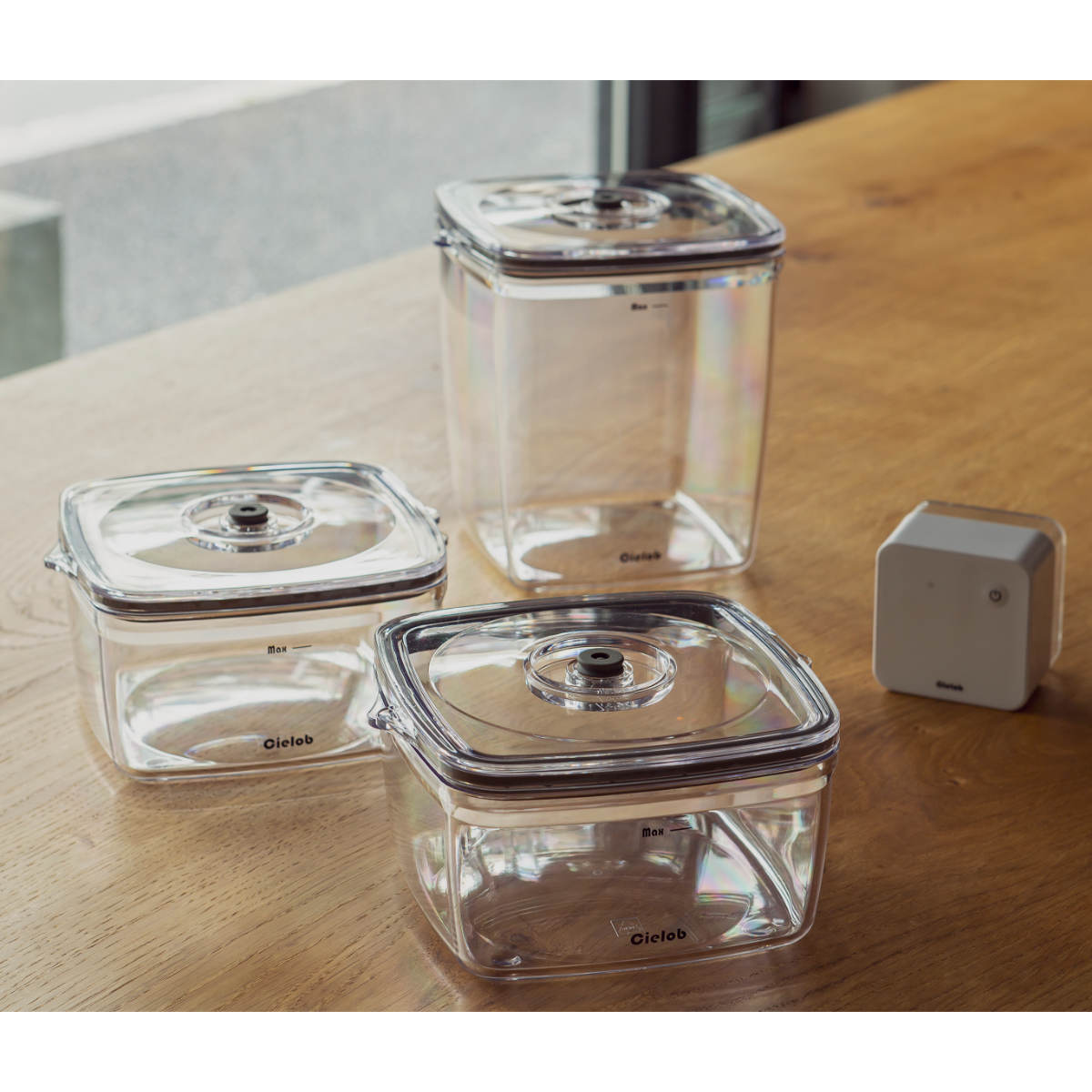 保存容器 1L 2.5L Cielob 真空キャニスター スクエア 4点セット