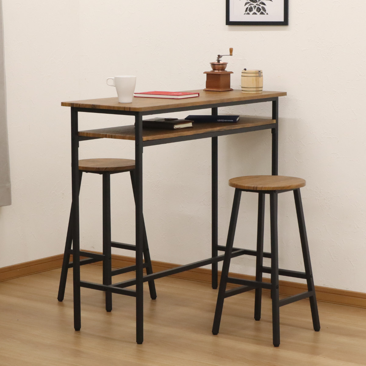 エイ・アイ・エス カウンターテーブル 幅100cm 奥行40cm ラック 木目調