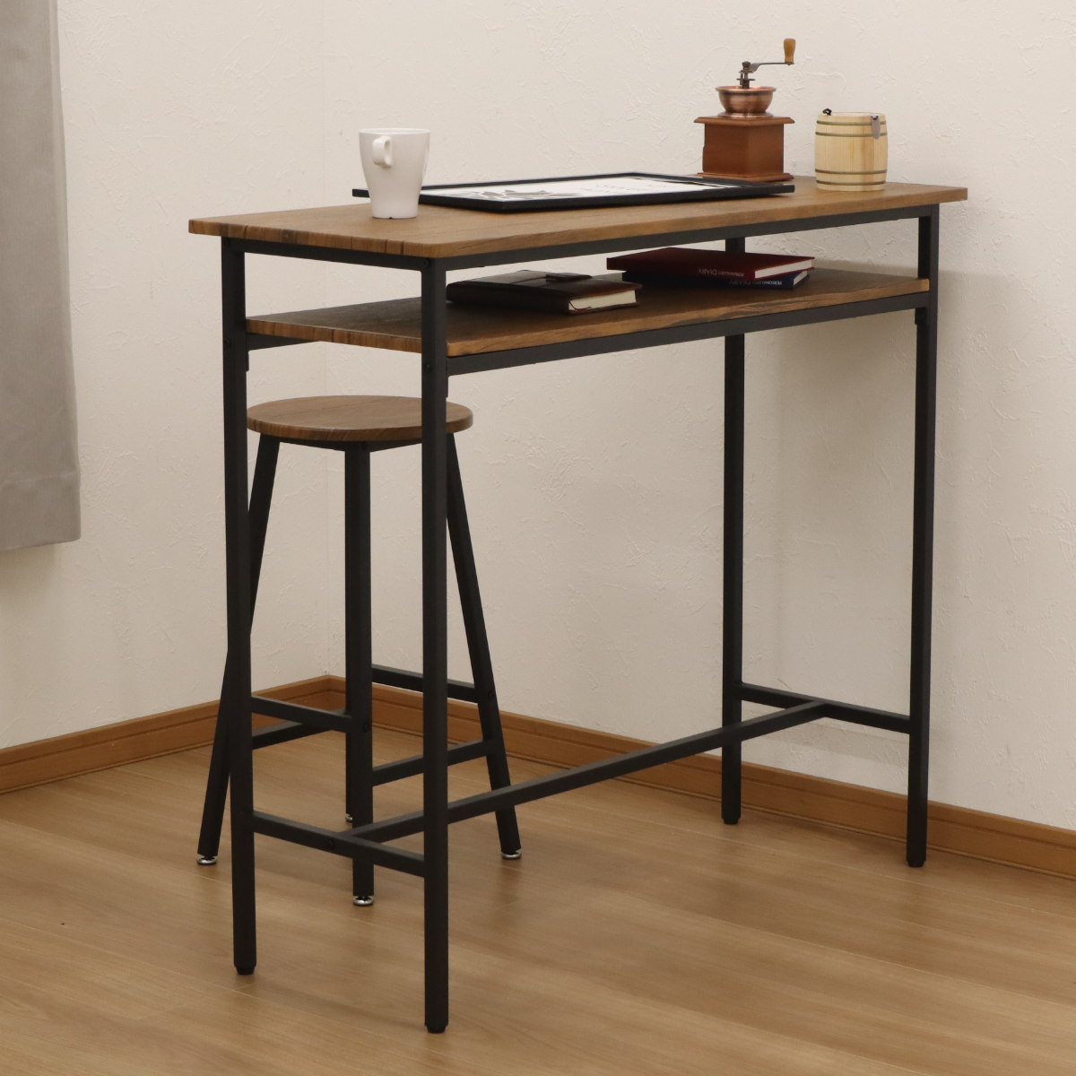 カウンターテーブル 幅140cm 奥40cm 高105cm バーテーブル エイ・アイ・エス カウンターテーブル 幅100cm 奥行40cm ラック 木目調