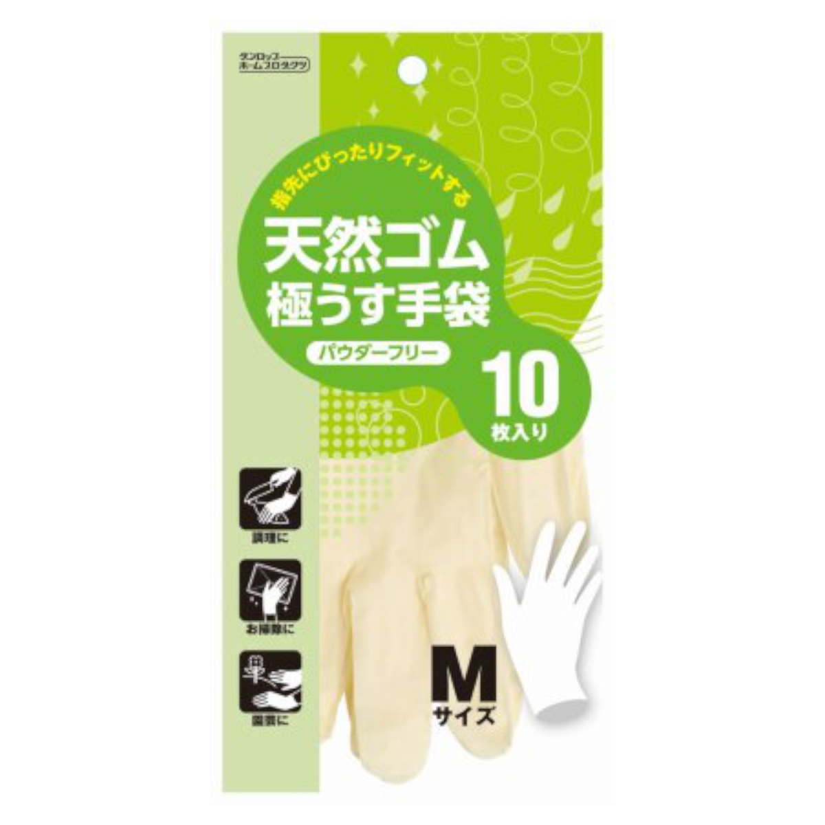 ダンロップホームプロダクツ ゴム手袋 天然ゴム 極うす手袋 Mサイズ 10