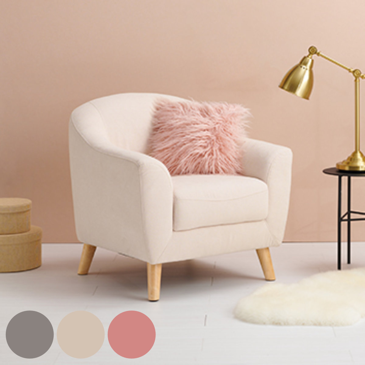 HAGiHARA（萩原） ソファ 幅70cm 一人掛け 肘掛け ファブリック （ 1人