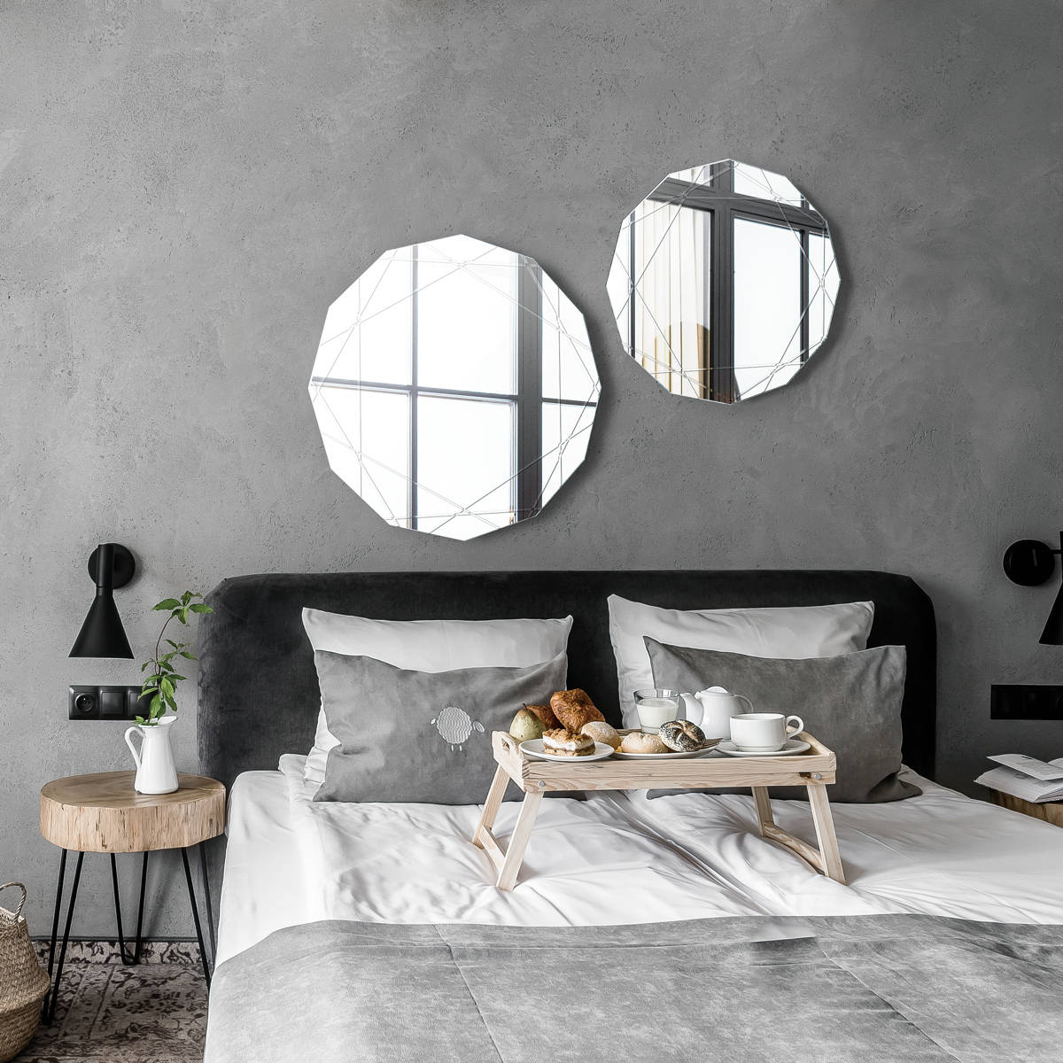 塩川光明堂 ミラー 壁掛け 62×62cm ウォールミラー モーデン （ 鏡